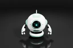 White robot with a round head and two arms