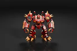 Robot-like figure with a red and gold color scheme