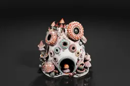 Decorative object that appears to be made of ceramic or porcelain