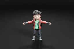 Cartoon character with black hair and a green shirt
