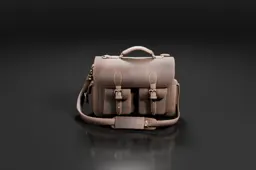 Photograph of a beige-colored handbag