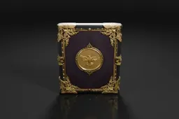 Rectangular box with a gold-colored frame