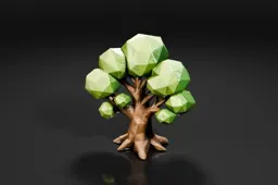 Tree made up of green geometric shapes