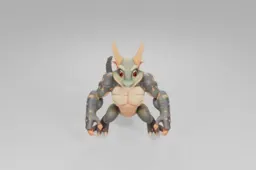 Friendly cartoon dragon with green scaly skin, large orange horns, big