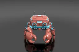 Crab shape robot mech with 3 pairs of legs and 2 claws
