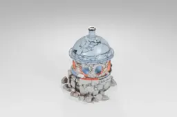Small, round, ceramic pot with a dome-shaped lid