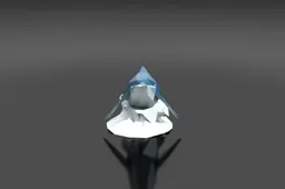 Low-poly stylized whale breaching with faceted geometric water splash frozen