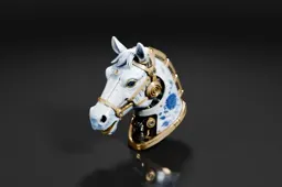 Close-up of a ring in the shape of a horse's head