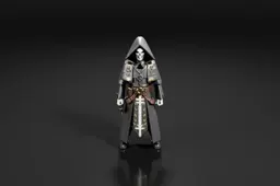 Figurine of a person dressed in a dark and ominous outfit