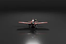 Small red and black airplane on a black background