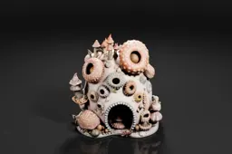 Photograph of a small sculpture made of various seashells and other marine
