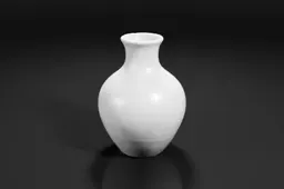 Black and white photograph of a small vase