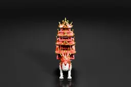 Photograph of a miniature model of a Chinese temple