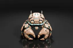 Robot-like creature with a metallic body and two antennae on its head