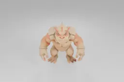 Muscular, anthropomorphic creature with orange scales and a serious