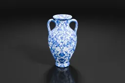 Blue and white ceramic vase with two handles