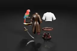 Collection of items arranged on a black background