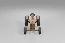 Old green tractor with rust patches and large black tires faces forward