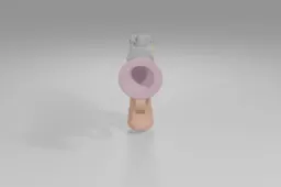 Small, cylindrical object with a pink body and a beige base