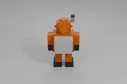 Cartoon-like astronaut in an orange spacesuit with black boots and gloves