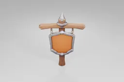 Wooden sword with a shield attached to it