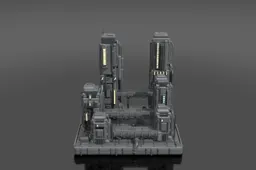 Modular sci-fi city block terrain kit tile