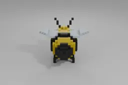 Stylized bee constructed from yellow and black blocks features white wings