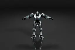 Robot with a metallic body and arms