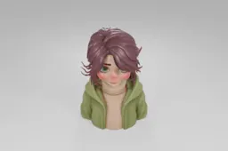 Bust of a young girl with short, curly hair