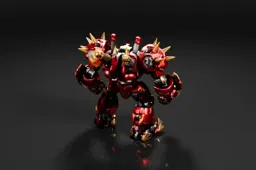 Robot-like figure with a red and gold color scheme