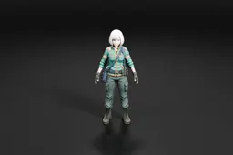 Female character standing in a black background