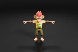 Cartoon character with a red mohawk on its head