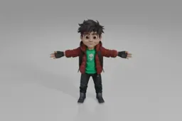 Cartoon character with black hair and a big smile on his face