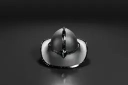 Black and white photograph of a helmet