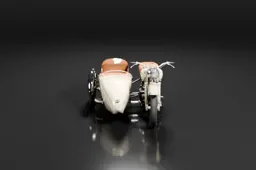 Miniature model of a vintage motorcycle with a sidecar