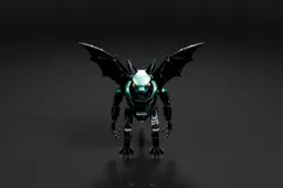 Robot-like creature with a dark background