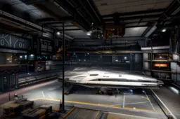 Futuristic space station with a futuristic spaceship in the center