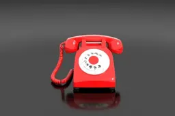 Red rotary dial telephone