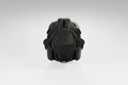 Black helmet with a unique design