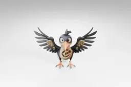 Cartoon bird with its wings spread wide