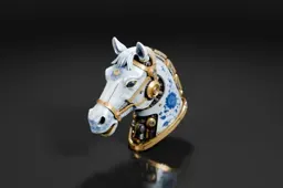 Close-up of a ring in the shape of a horse's head