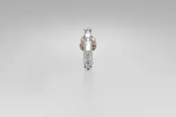 Close-up of a small, silver-colored object with a cylindrical shape