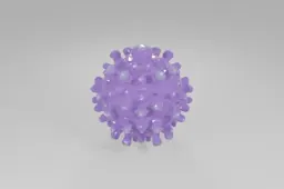 Spherical object made up of small, round, purple spheres