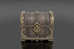Old wooden chest with a lock on the front