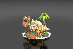 Small island with a tropical theme