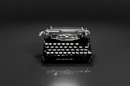 Black and white photograph of an old-fashioned typewriter