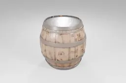 Wooden barrel with a metal lid