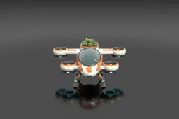 Build this complete solarpunk VTOL shuttle as a premium low-poly game prop, six