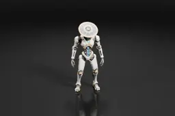 Robot standing on a black background