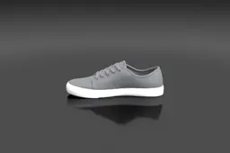Grey sneaker with a white sole